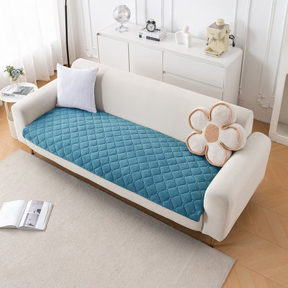 Diamond Tuft Plush Sofa Cover Mat, Dusty Teal