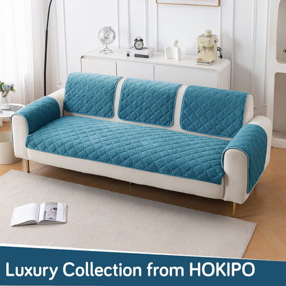 Diamond Tuft Plush Sofa Cover Mat, Dusty Teal