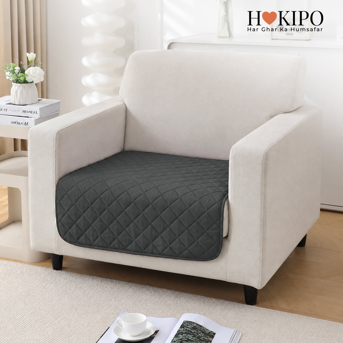Drylin Quilted Sofa Cover Mat, Grey