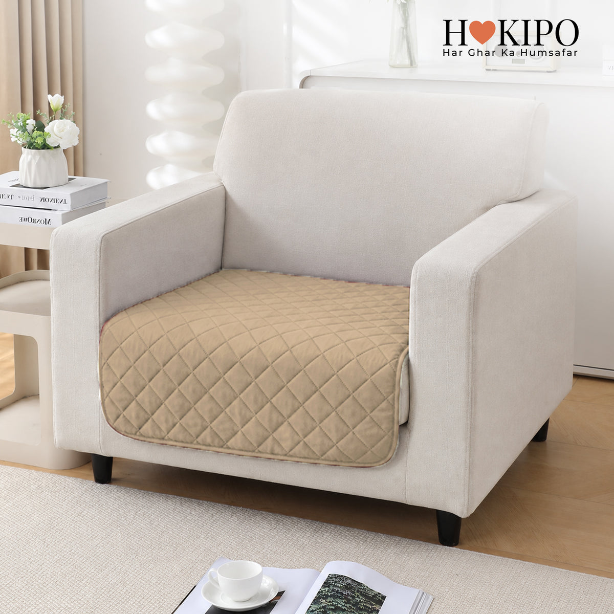 Drylin Quilted Sofa Cover Mat, Beige