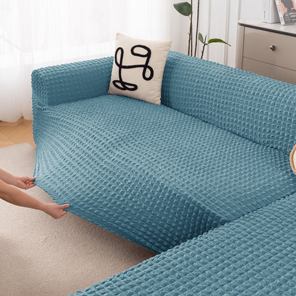 Aria Nova Bubble 2-Piece Stretchable L Shape Sofa Cover with Right Chaise, Tropical Teal