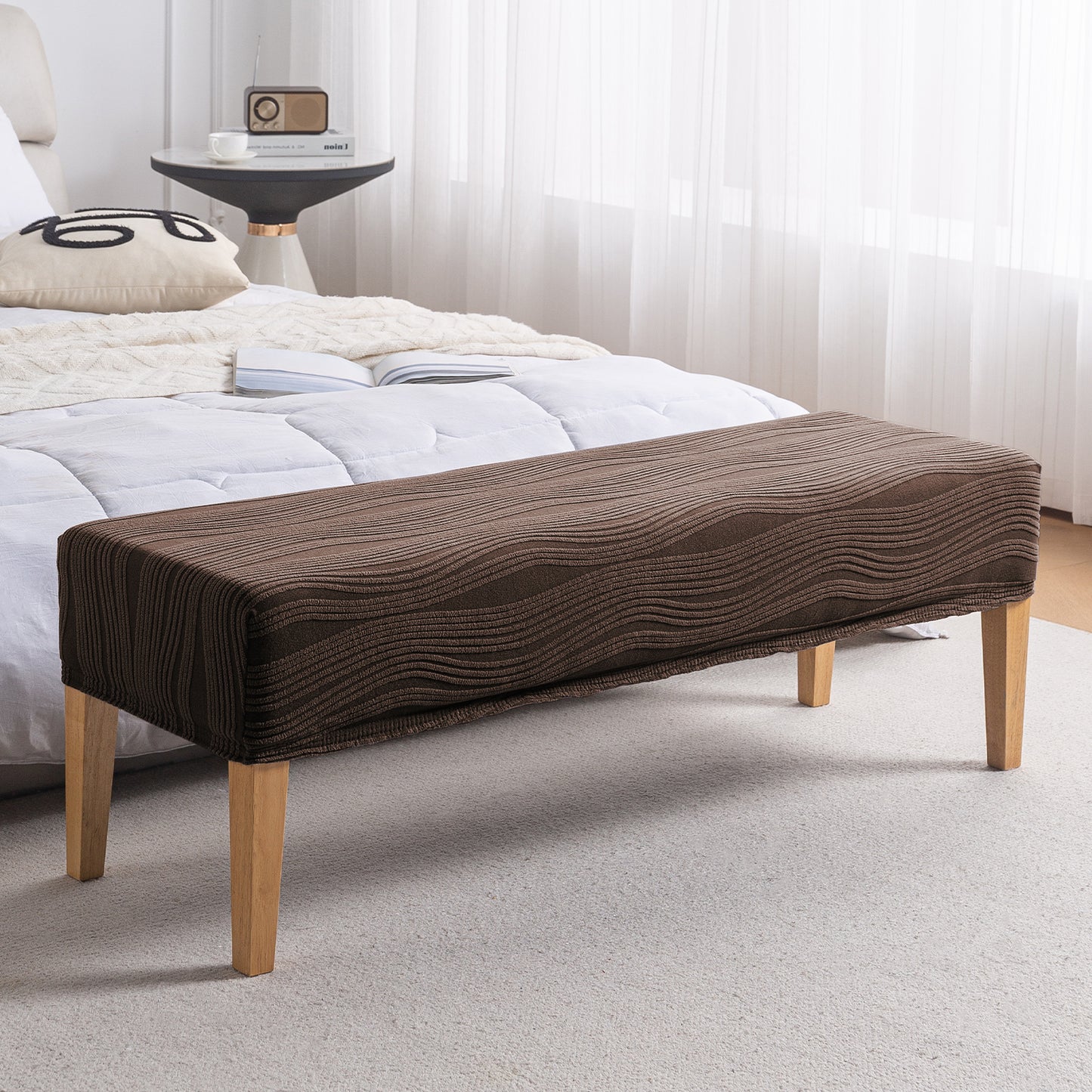 Nestiva Series 200gsm Knitting Jacquard Bench Cover - Chocolate Brown