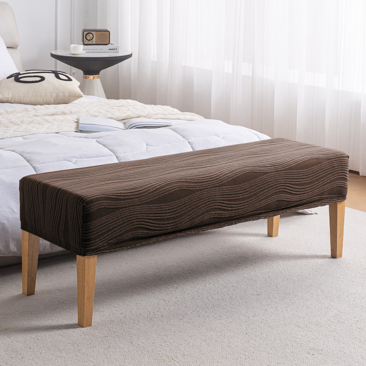 Nestiva Series 200gsm Knitting Jacquard Bench Cover - Chocolate Brown