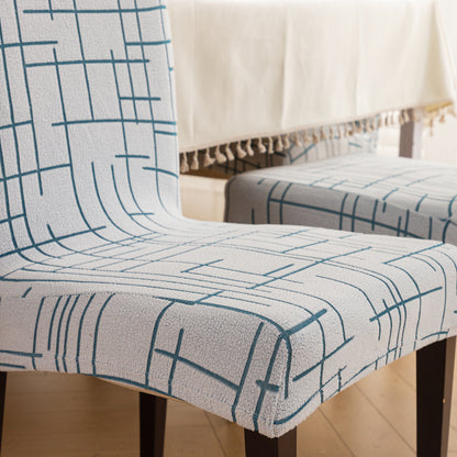 'Crossline Series' 180 GSM Jacquard Chair Cover Set 1/2/4/6, Teal Blue