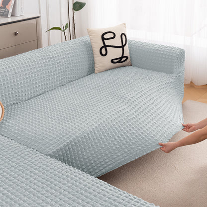 Aria Nova Bubble 2-Piece Stretchable L Shape Sofa Cover with Left Chaise, Light Grey