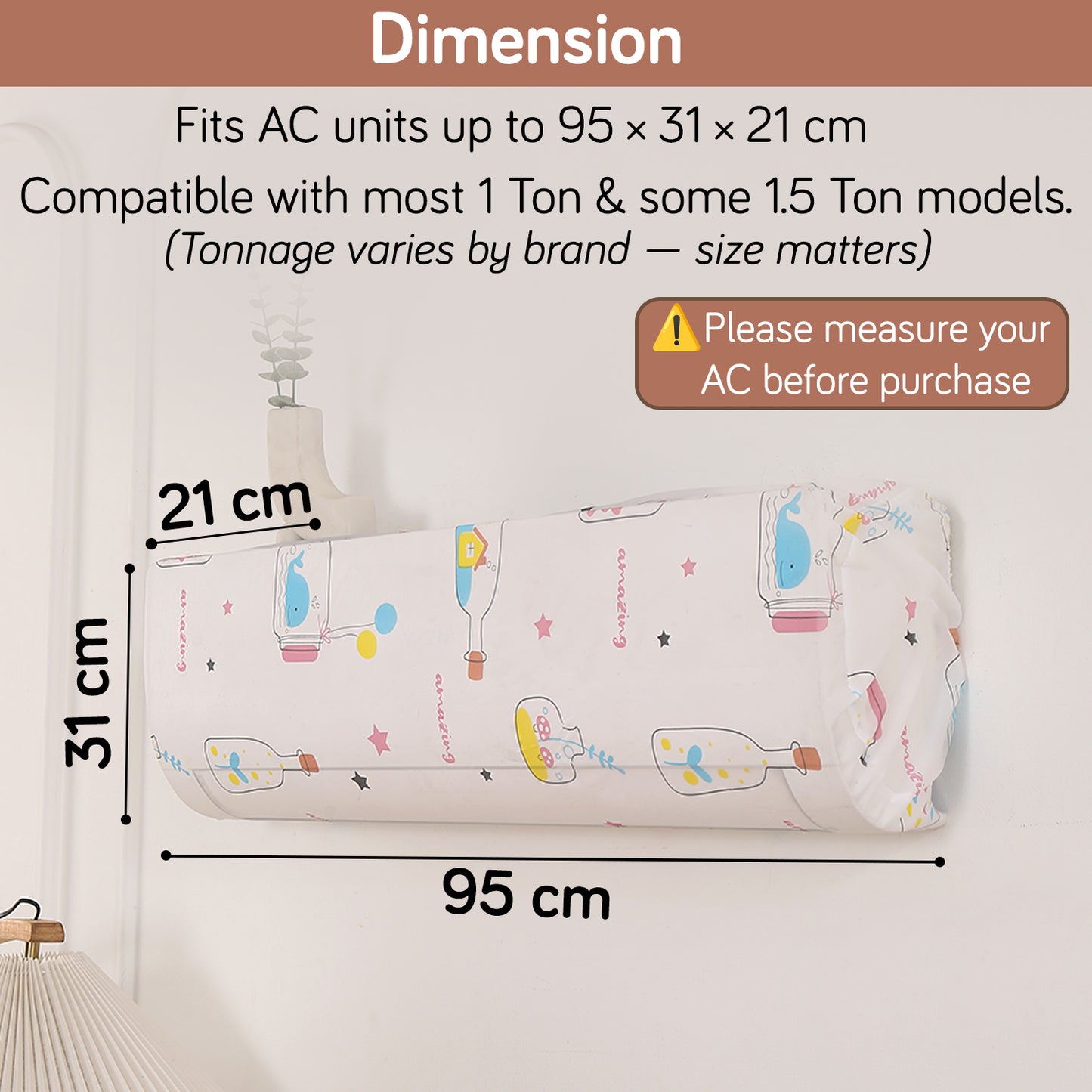 Dustproof, Waterproof & Washable Indoor AC Cover - Whimsical Bottles