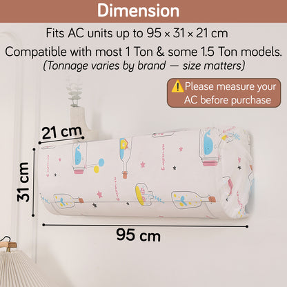 Dustproof, Waterproof & Washable Indoor AC Cover - Whimsical Bottles