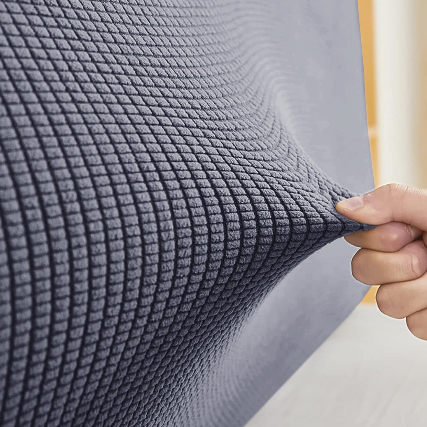 HOKIPO Jacquard Stretchable Bed Headboard Cover, Dark Grey