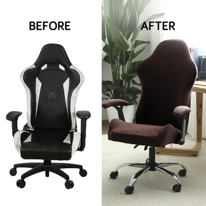 Gaming Chair Cover Elastic Jacquard Computer Rotating Chair Seat Covers Slipcover, Brown