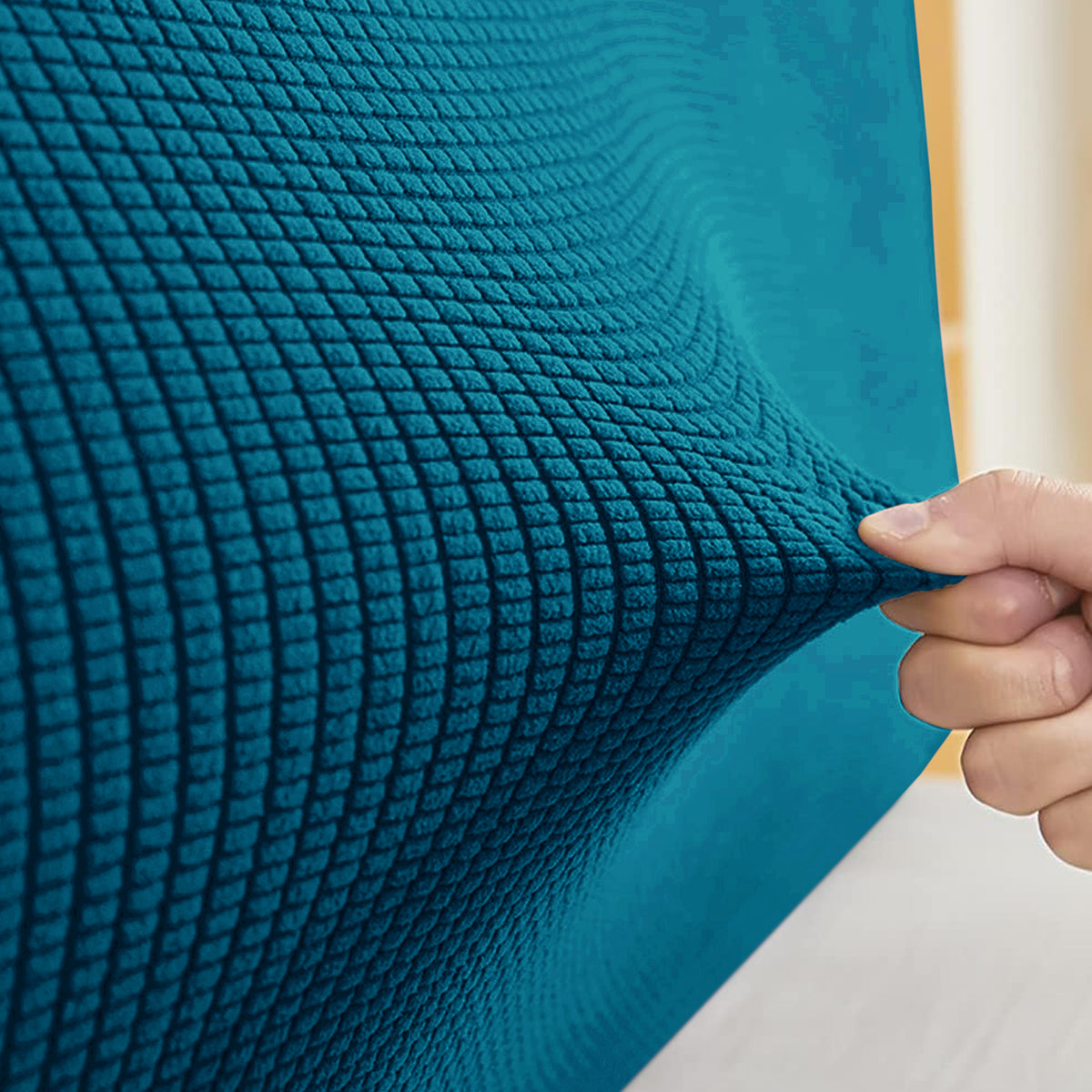 Buy HOKIPO Teal Colour Stretchable Jacquard Bed Headboard Cover