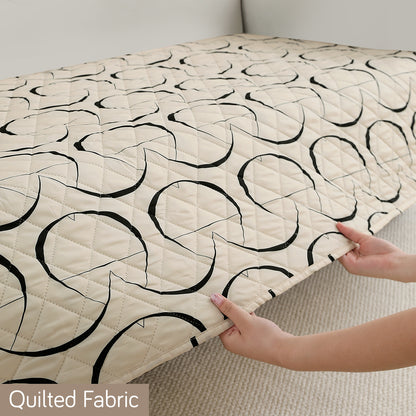 HOKIPO Water Repellent + Waterproof Quilted Sofa Mats, Natural Beige Abstract Art