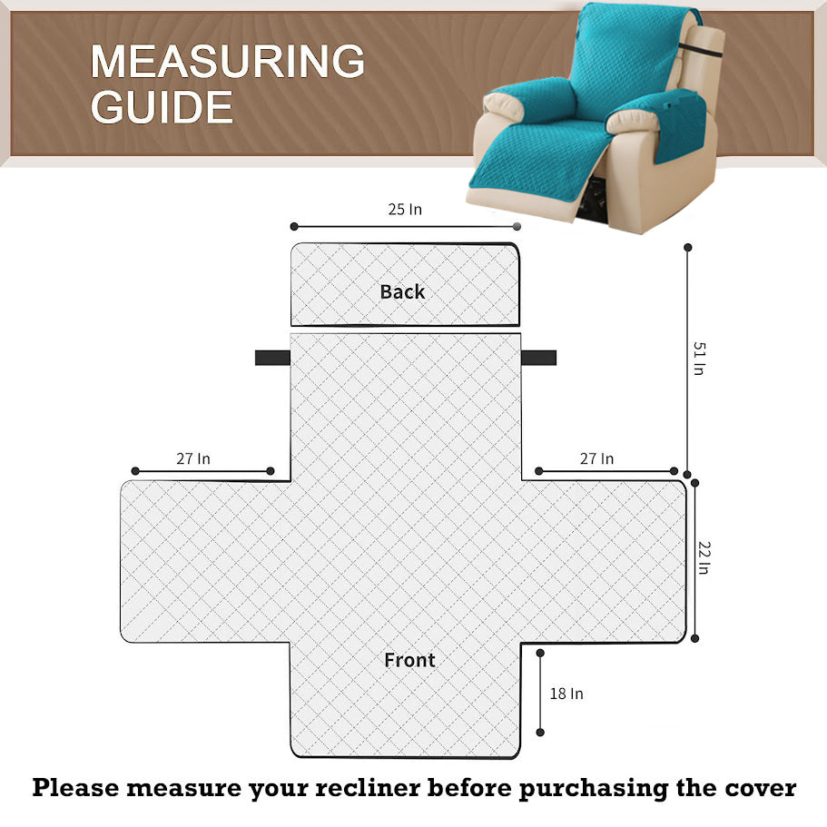 Quilted Recliner Mats for 1 Seater Recliner Sofa, Teal