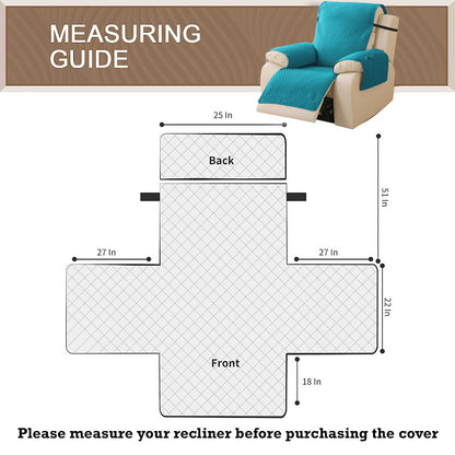 Quilted Recliner Mats for 1 Seater Recliner Sofa, Teal