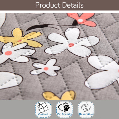 HomeHues Series Quilted Sofa Cover with Secure Fit Belt for L Shape sofa, Pastel Brown Sandwort Flower