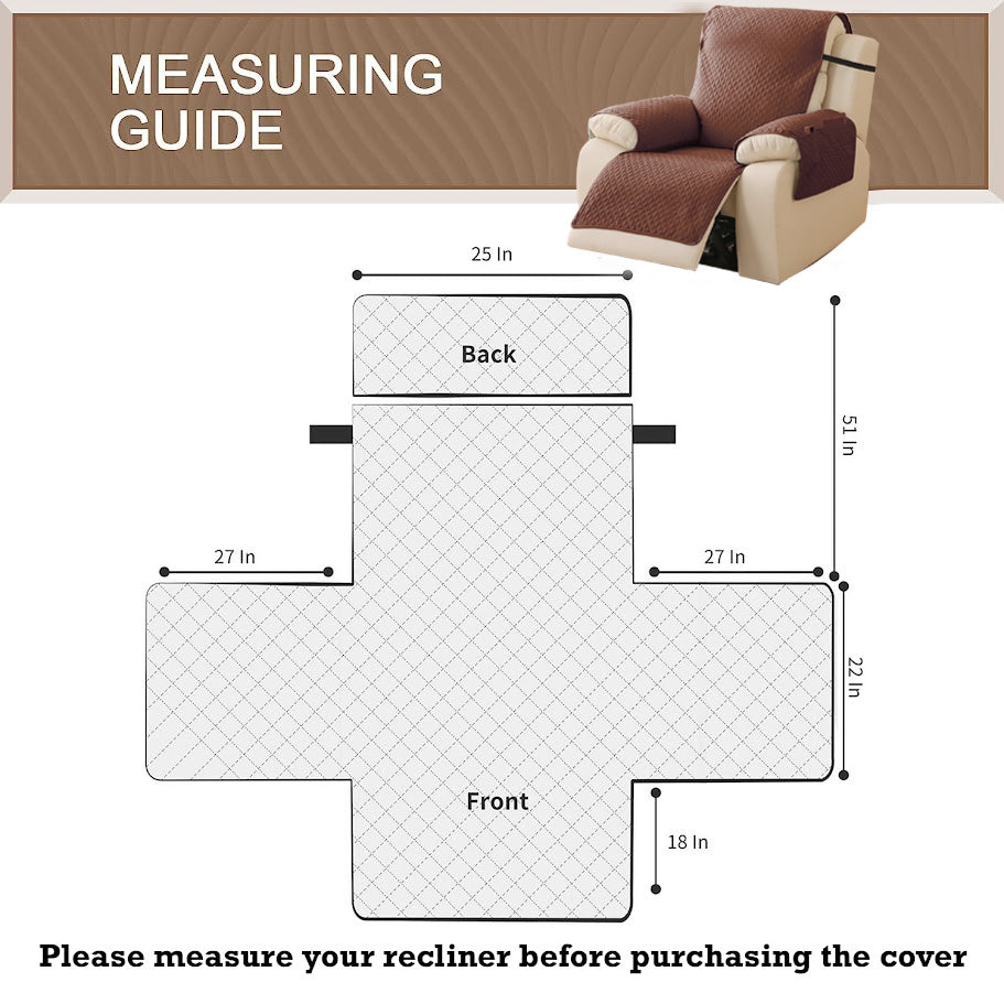 Quilted Recliner Mats for 1 Seater Recliner Sofa, Dark Coffee