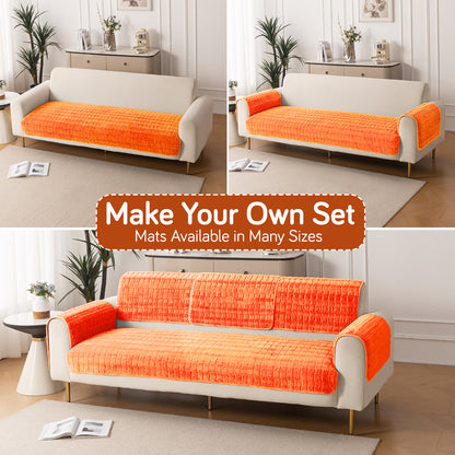 Premium Plush Anti Slip Sofa Cover Mat, Orange