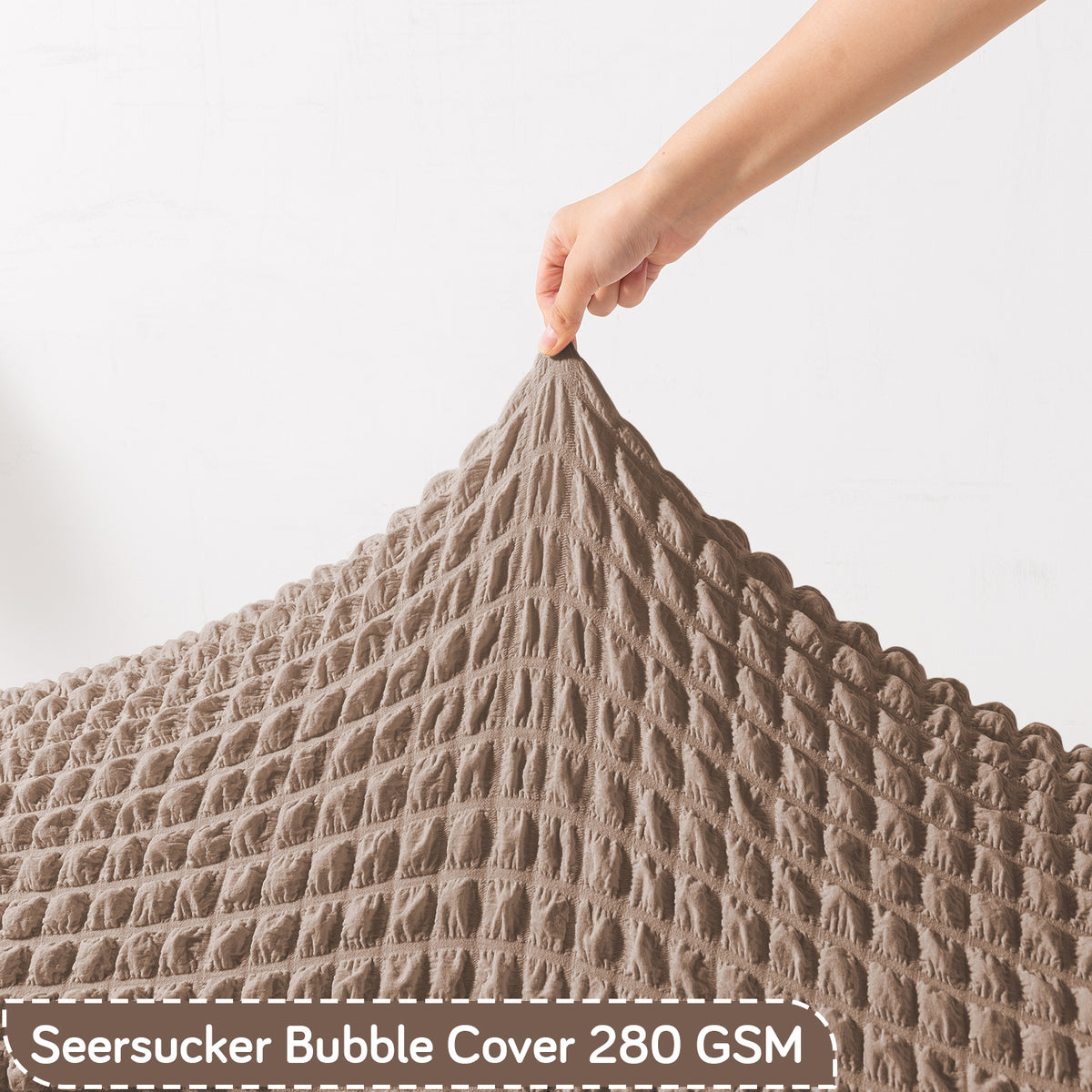 Aria Nova 280 GSM Stretchable Bubble Dining Bench Cover, Mocha Brown