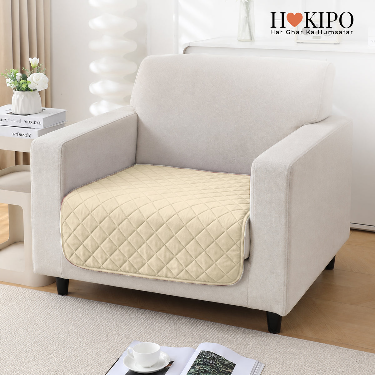 Drylin Quilted Sofa Cover Mat, Cream