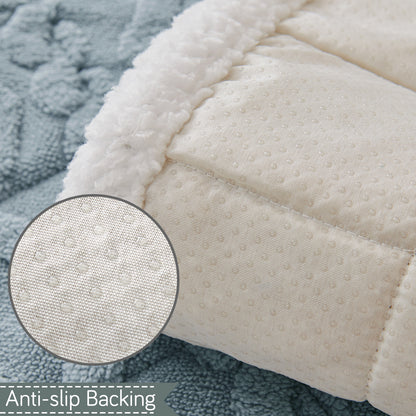 'Italian Caelora' Luxury Jacquard Plush Anti-Slip Sofa Cover Mat - Powder Blue