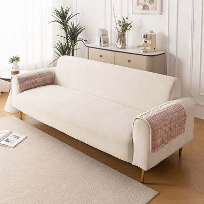 Premium Plush Set of 2 Sofa Armrest Covers, Beige