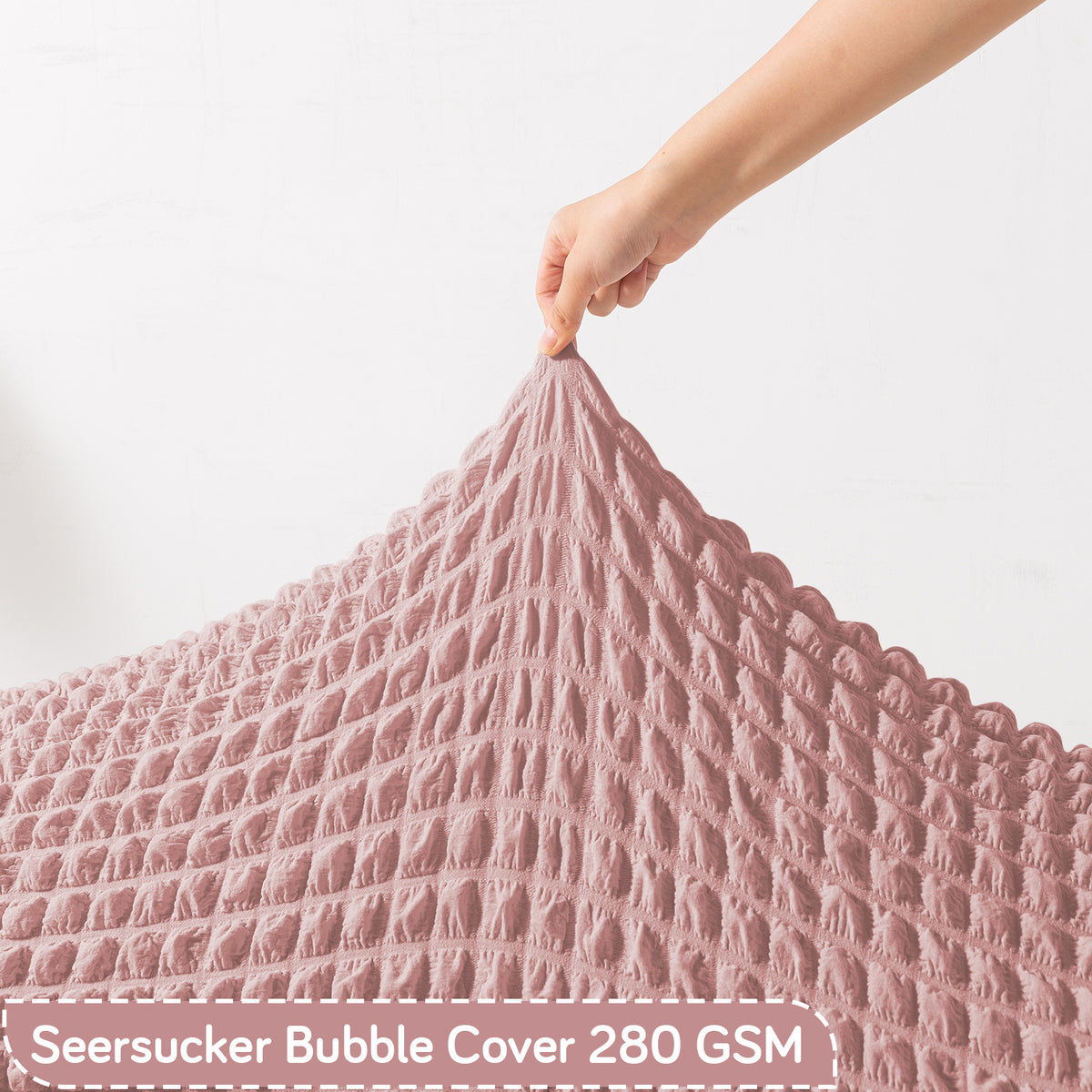 Aria Nova 280 GSM Stretchable Bubble Dining Bench Cover, Tea Rose Pink