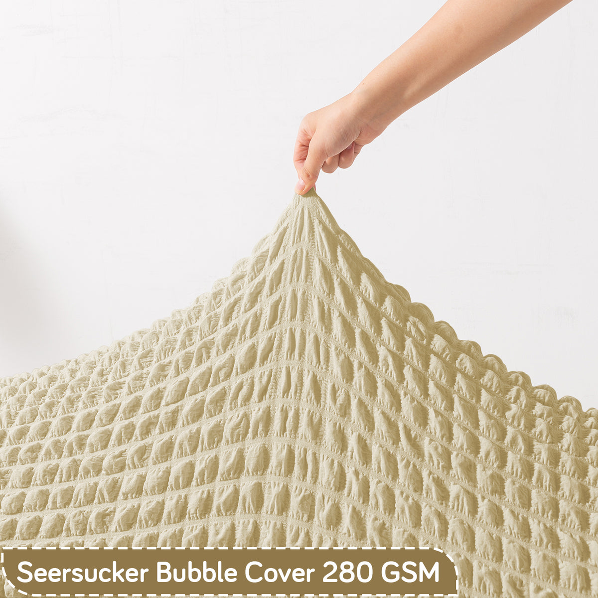 Aria Nova 280 GSM Stretchable Bubble Dining Bench Cover, Beige