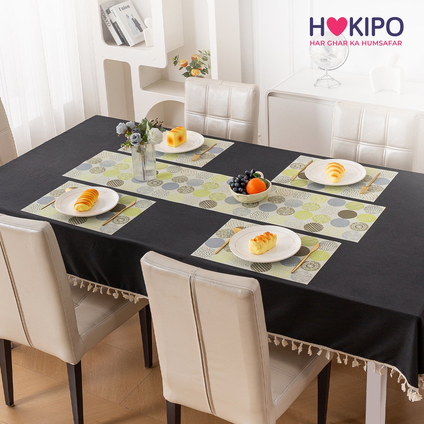 Color Splash PVC Mats for Dining Table, Bubble - Lemon Yellow