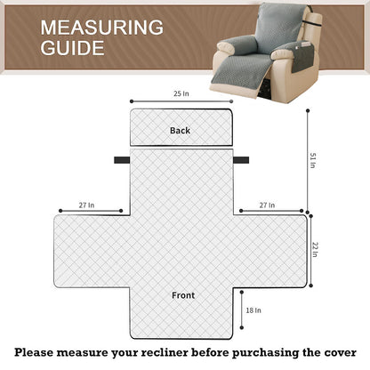 Quilted Recliner Mats for 1 Seater Recliner Sofa, Grey
