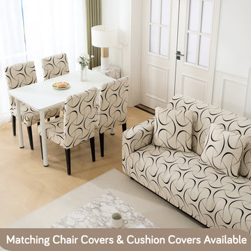 Buy Natural Beige Abstract Art Print Matching elastic covers for chairs and sofas
