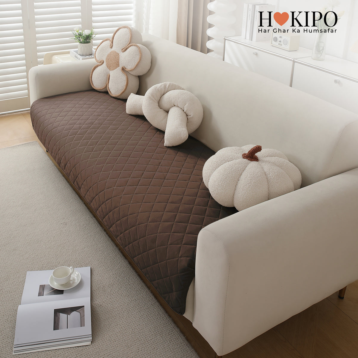 Drylin Quilted Sofa Cover Mat, Brown