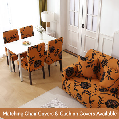 Buy Copper Brown Floral Printed Matching elastic covers for chairs and sofas