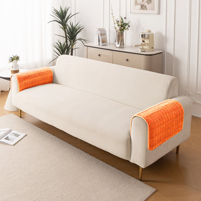 Premium Plush Set of 2 Sofa Armrest Covers, Orange