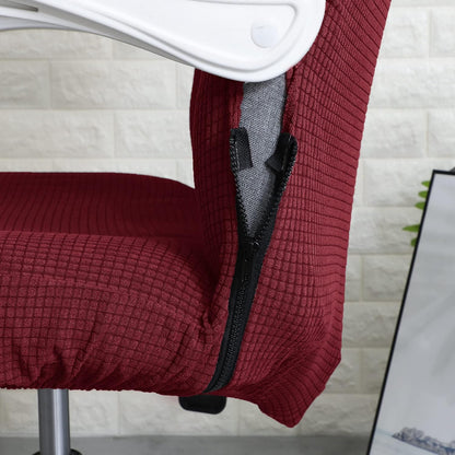 Water Repellent Office Chair Cover for Desk Chair (Mid-Back) – 210 GSM Stretch Jacquard – Washable, Durable & Anti-Slip – Fits Mid-Back Office Chairs, Burgundy