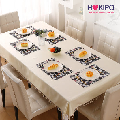 Color Splash PVC Mats for Dining Table, Triangular Mosaic - Burgundy Red