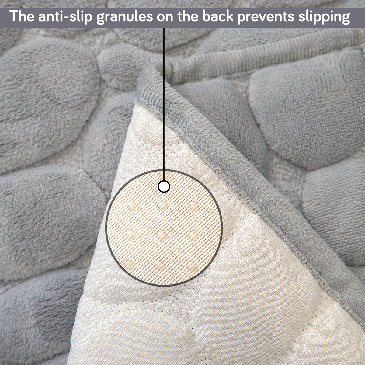 Premium Pebble Milk Velvet Anti Slip Sofa Cover Mat with 2 Armrest Cover, Moon Grey