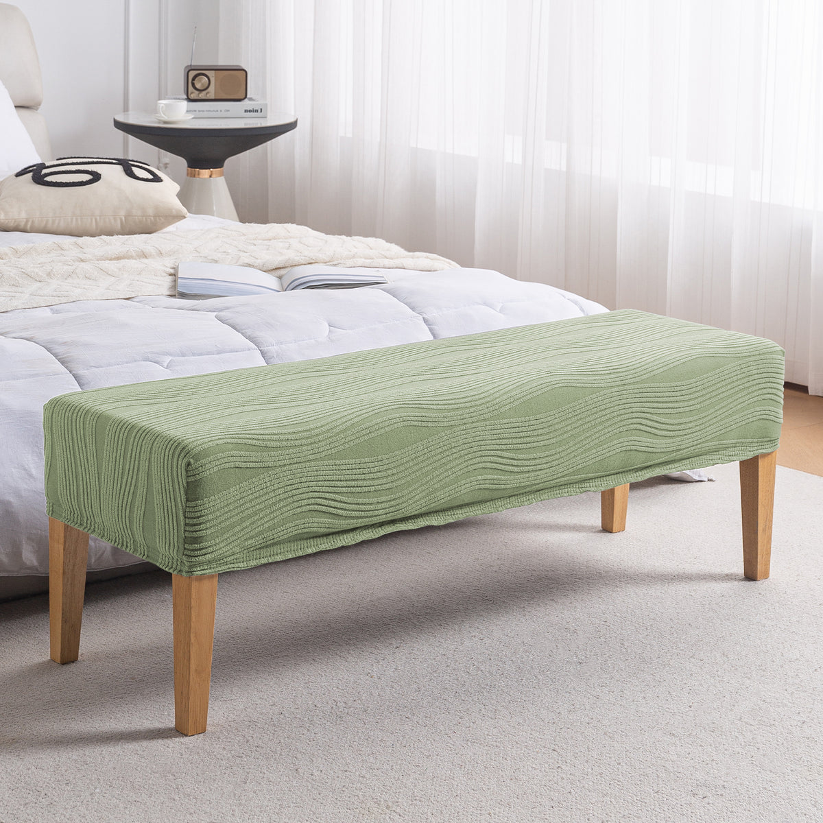 Nestiva Series 200gsm Knitting Jacquard Bench Cover - Pastel Green