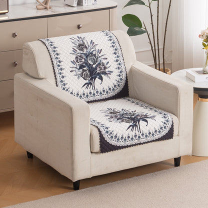 LoomVerse Quilted Sofa Cover Set Washable Sofa Panel for Seat & Back - Midnight Bloom