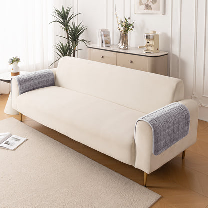 Premium Plush Set of 2 Sofa Armrest Covers, Light Grey