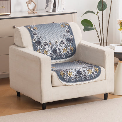 LoomVerse Quilted Sofa Cover Set Washable Sofa Panel for Seat & Back - Blue Belle