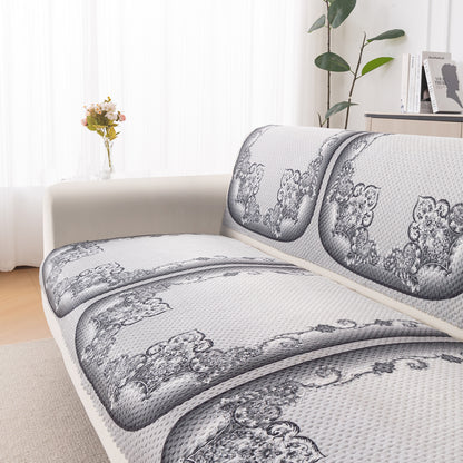 HeavenHue Fleece Soft Touch Quilted Sofa Cover Set Washable Sofa Panel for Seat & Back - Twilight Lace