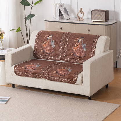 HeavenHue Fleece Soft Touch Quilted Sofa Cover Set Washable Sofa Panel for Seat & Back - Nritya Echo