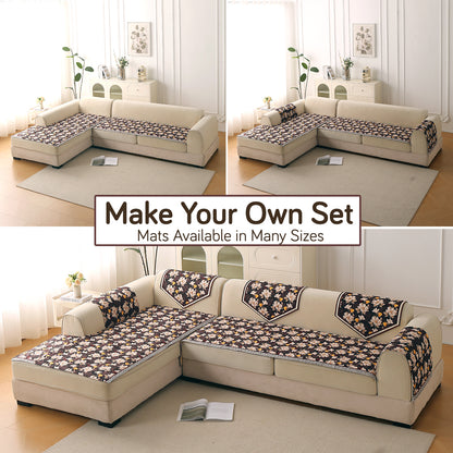 Florentina Series Premium Holland Velvet Sofa Cover Mat - Camellia Brown
