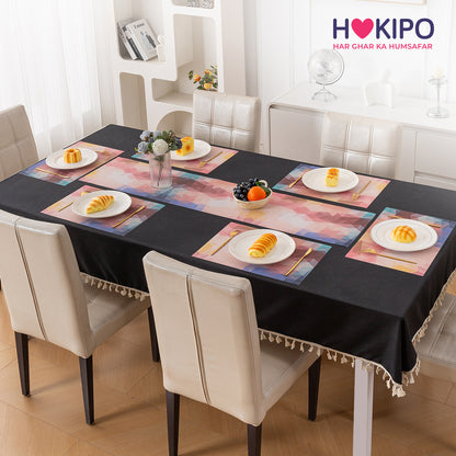 Color Splash PVC Mats for Dining Table, Abstract Polygon - Rose Mauve