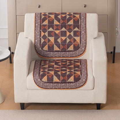 HeavenHue Fleece Soft Touch Quilted Sofa Cover Set Washable Sofa Panel for Seat & Back - Rustic Mosaic