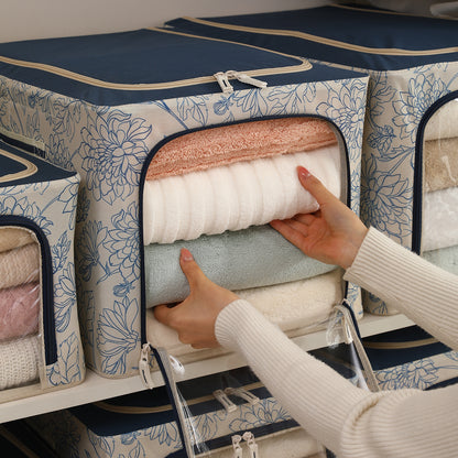 Foldable Cloth Storage Organizer for Wardrobe, Blue Blossom