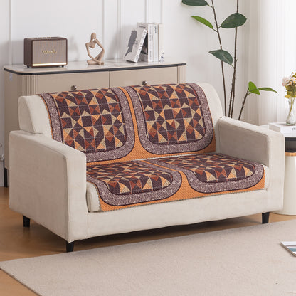 HeavenHue Fleece Soft Touch Quilted Sofa Cover Set Washable Sofa Panel for Seat & Back - Rustic Mosaic