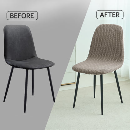 HOKIPO Premium Jacquard Fully Covered Cover for Mid Century Modern Dining Chair, Taupe Brown