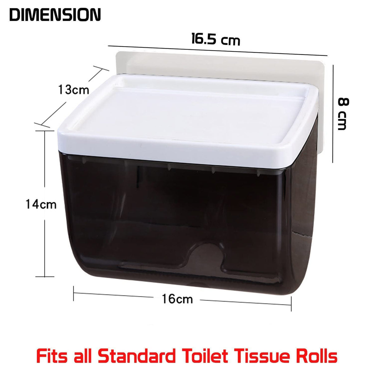 100 waterproof covered toilet roll holder wall mounted, no drill required