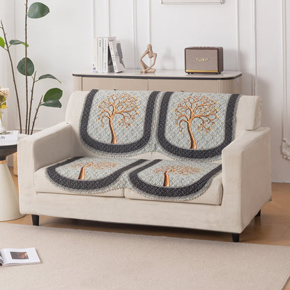 LoomVerse Quilted Sofa Cover Set Washable Sofa Panel for Seat & Back - Tranquil Tree