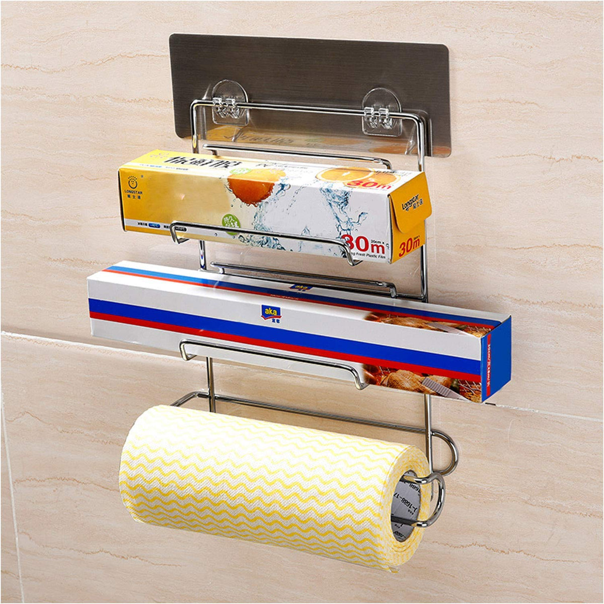 Magic Sticker Series Self Adhesive 3-in-1 Kitchen Tissue Paper Holder